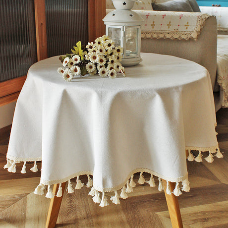 CHESTNUT COCOON Oslo Grace Elegant Cotton-Linen Coffee Table Cloth from CHESTNUT COCOON