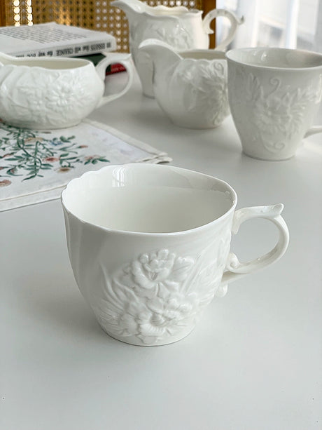 YASUKI Amelie Elegant Floral Relief Ceramic Coffee Set from YASUKI