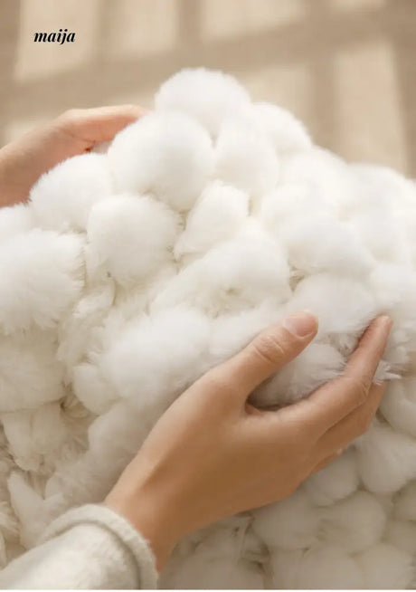 Rabbit Snowball Fluffy Velvet Throw from milamila