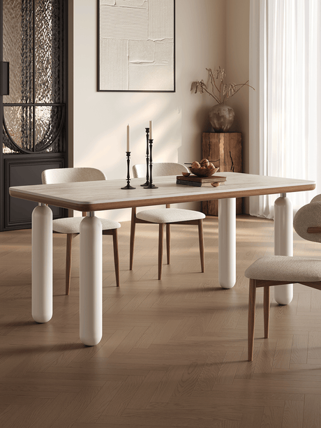 QUANMU Lysander Elegant Cream Rectangular Dining Table from QUANMU
