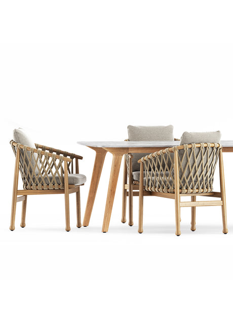 DIME GARDEN Amara Elegant Teak, Rattan Outdoor Table Set from DIME GARDEN