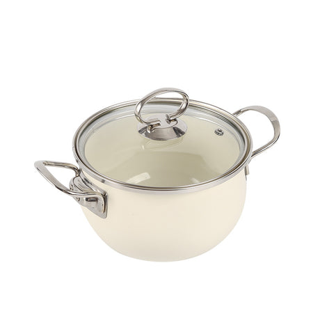 SUCO Harukaze Elegant White Enamel Double-Eared Soup Pot from SUCO