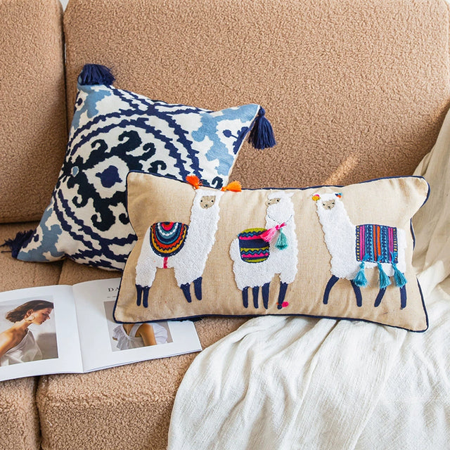 YOULI Arjun Embroidered Boho Ethnic Sofa Pillow from YOULI