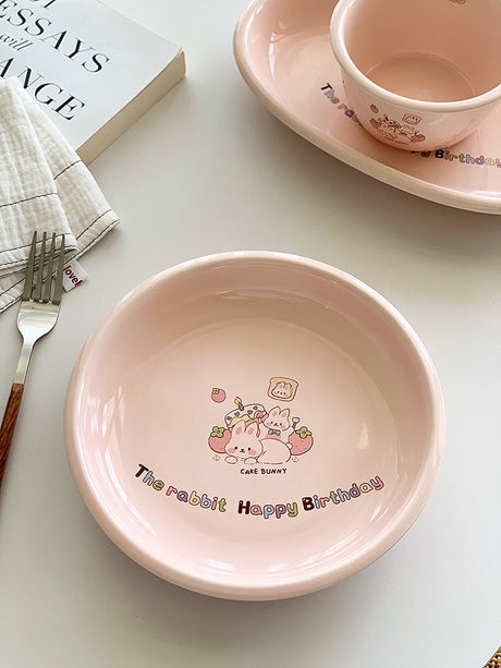 YASUKI Haruto Adorable Pink Bunny Ceramic Bowl from YASUKI