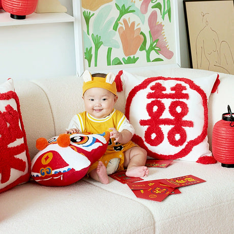 YOULI Aiden Double Happy Words Decorative Cushion from YOULI