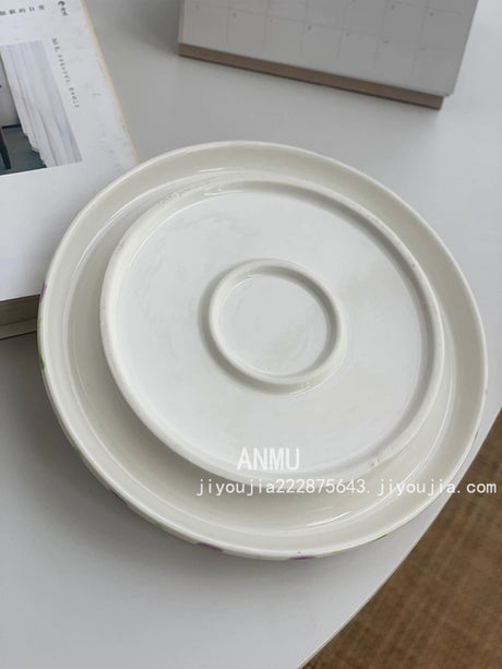 YASUKI Jinlian Vibrant Colorful Lattice Ceramic Plate from YASUKI