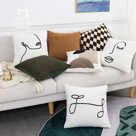 YOULI Oliver Artistic Cream Pillow Sleeve - Nordic Style Sofa Cushion from YOULI