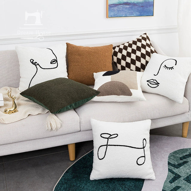 YOULI Oliver Artistic Cream Pillow Sleeve - Nordic Style Sofa Cushion from YOULI