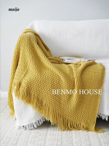 Fishbone Knitted Throw from Benmo House