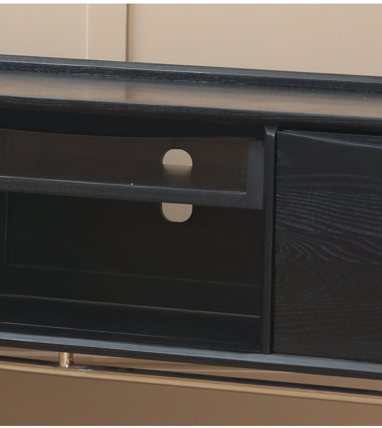 HANKE Santiago Retro Solid Wood TV Cabinet with Glass Doors - Living Room Storage Solution from HANKE