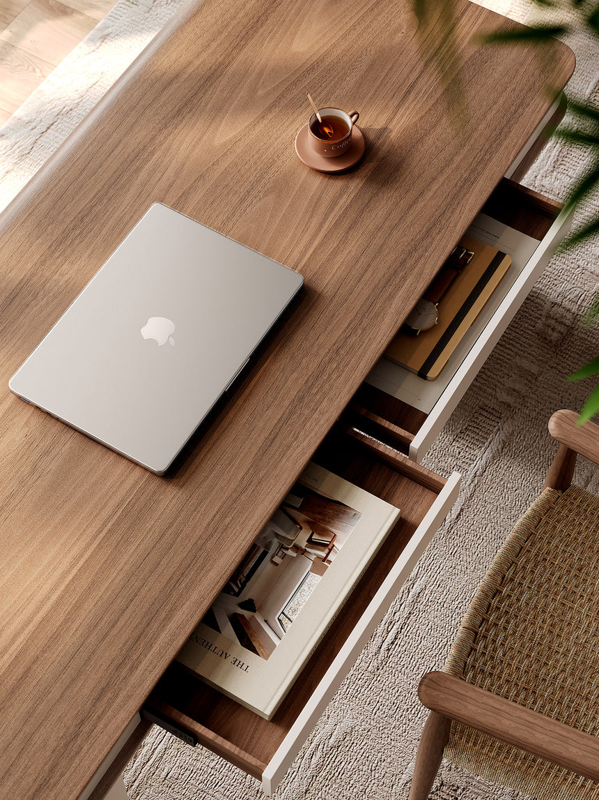 QUANMU Lorenzo Elegant Walnut Workstation from QUANMU