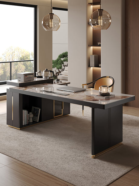 QUANMU Elowen Elegant Minimalist Rockboard Desk Table from QUANMU