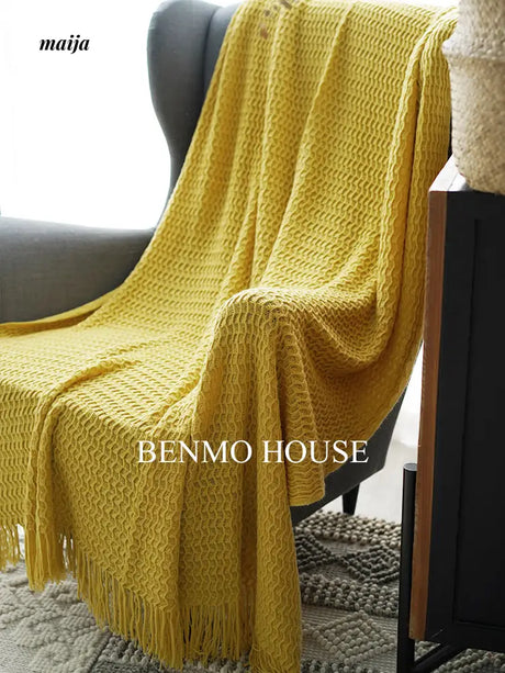 Fishbone Knitted Throw from Benmo House