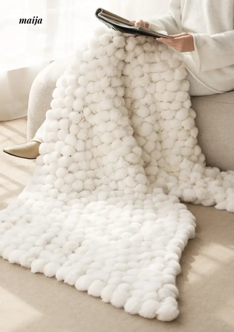 Rabbit Snowball Fluffy Velvet Throw from milamila