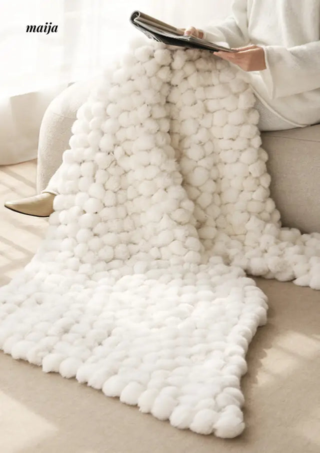 Rabbit Snowball Fluffy Velvet Throw from milamila