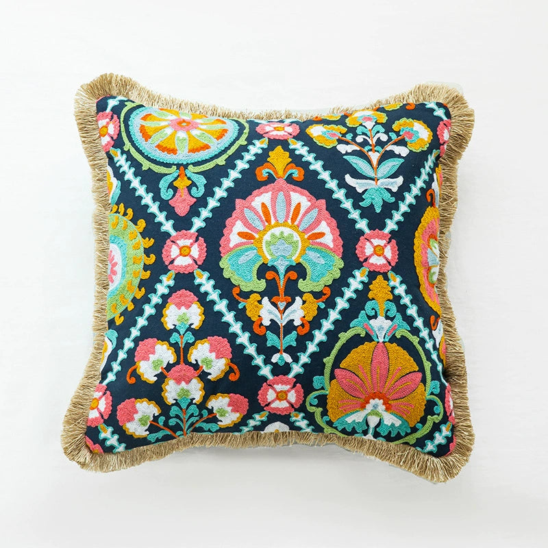 YOULI Arjun Embroidered Boho Ethnic Sofa Pillow from YOULI