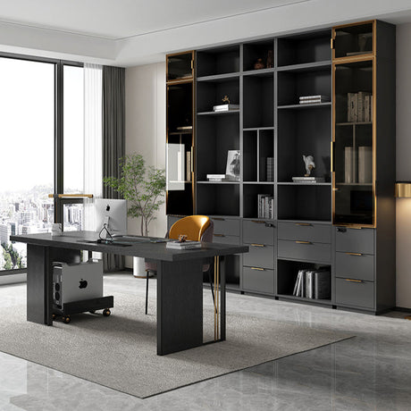 QUANMU Serena Sleek Black Luxury Writing Desk from QUANMU