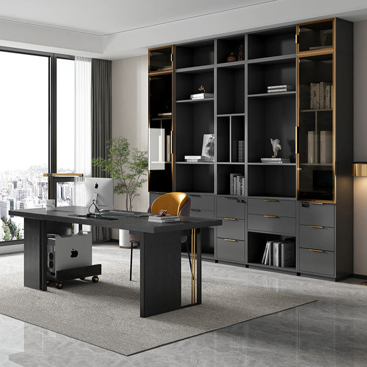 QUANMU Serena Sleek Black Luxury Writing Desk from QUANMU