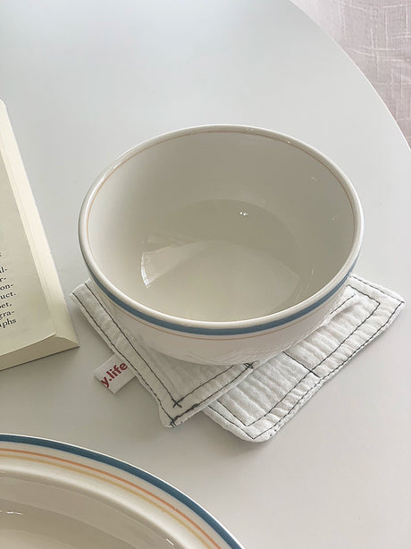 YASUKI Minja Retro Striped Ceramic Soup Bowl from YASUKI