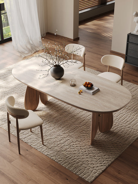 QUANMU Alaric Elegant Rock-Plate Oval Dining Table from QUANMU