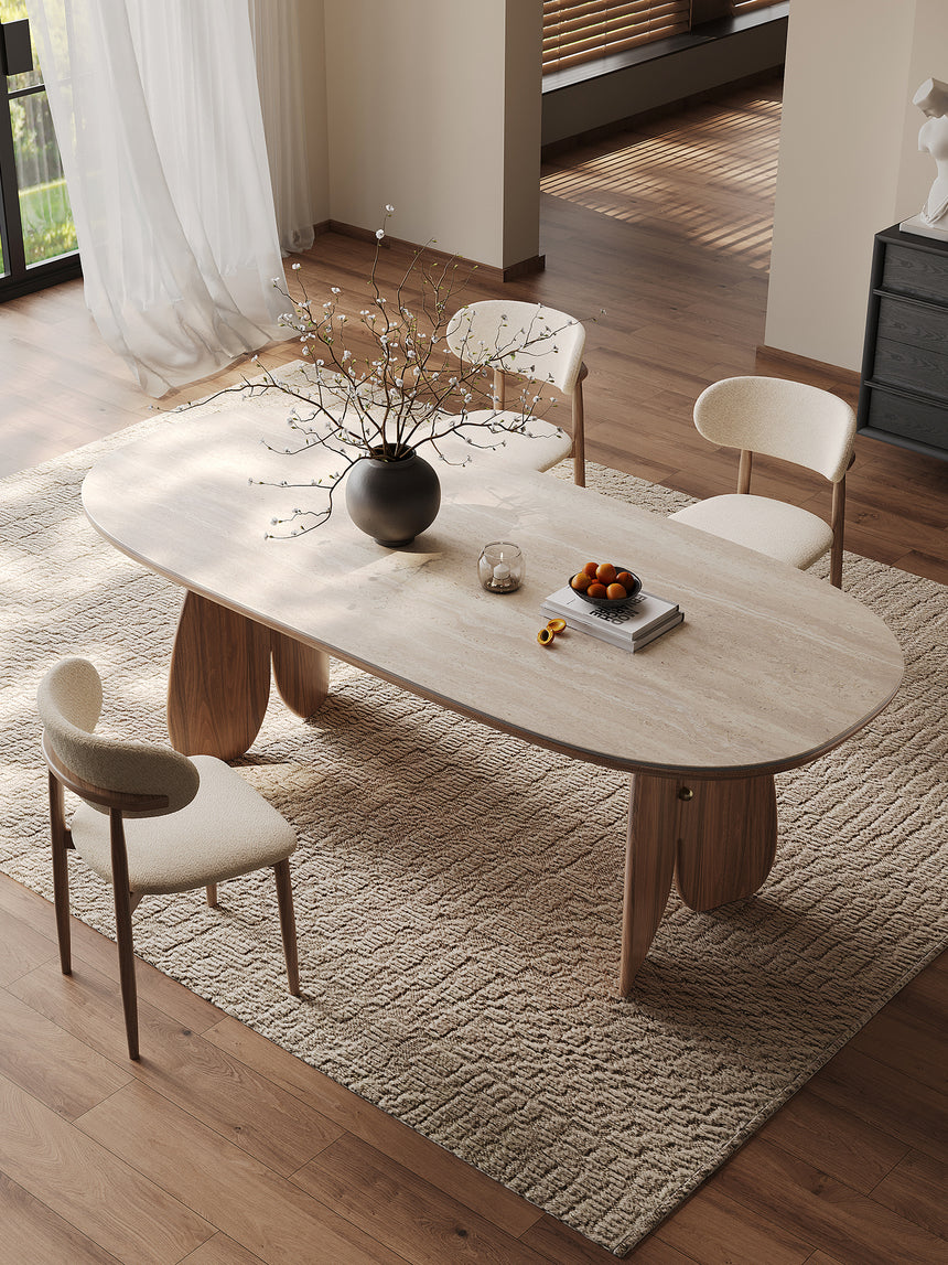 QUANMU Alaric Elegant Rock-Plate Oval Dining Table from QUANMU