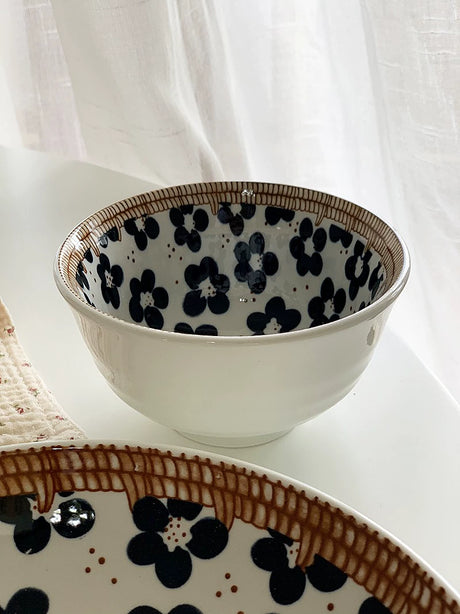 YASUKI Hiroshi Artistic Ink Blue Ceramic Bowl from YASUKI