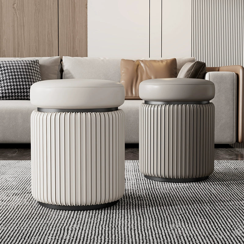 APARTMENT NO.7 Evelyn Chic Leather Round Stool from APARTMENT NO.7