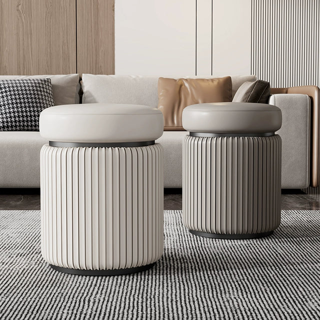 APARTMENT NO.7 Evelyn Chic Leather Round Stool from APARTMENT NO.7