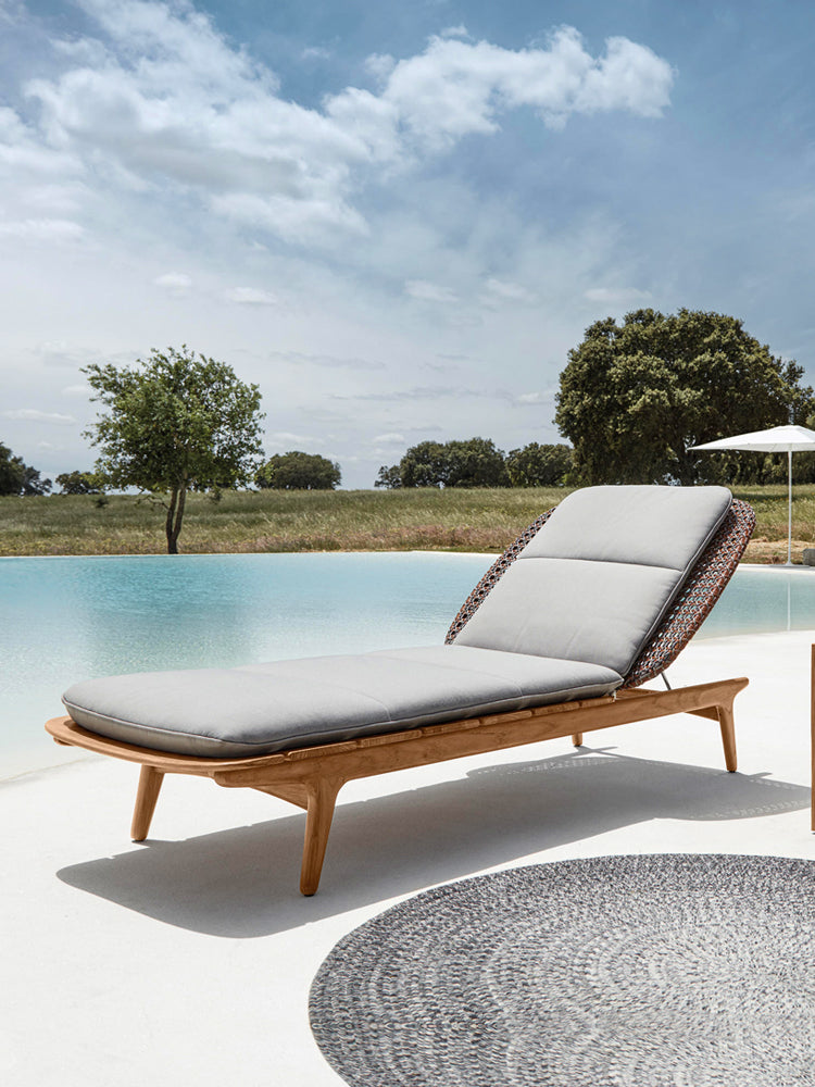 DIME GARDEN Elowen Anticorrosive Teak Outdoor Lounge Bed from DIME GARDEN