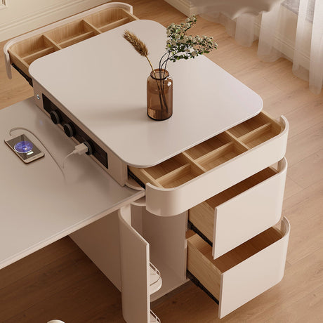 QUANMU Santiago Elegant Rock Plate Cream Style Luxury Dining Table from QUANMU