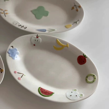 YASUKI Haruto Elegant Hand-Painted Relief Oval Disc from YASUKI