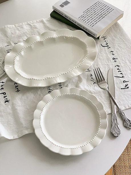 YASUKI Elowen Elegant Relief White Ceramic Tableware from YASUKI