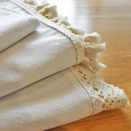 CHESTNUT COCOON Oslo Grace Elegant Cotton-Linen Coffee Table Cloth from CHESTNUT COCOON