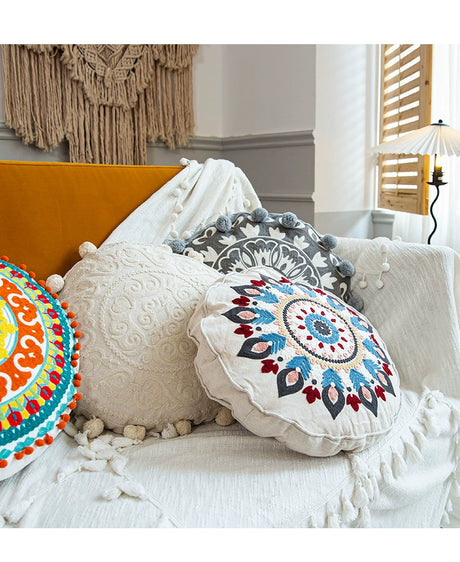YOULI Amara Handmade Ethnic Round Pillow from YOULI