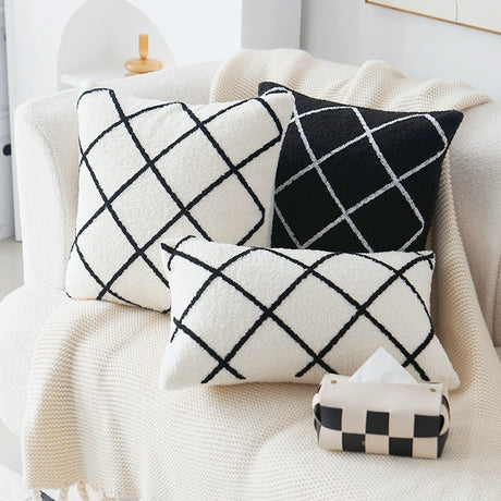 YOULI Sebastian Minimalist Black & White Pillow Cover from YOULI