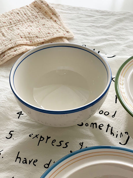 YASUKI Minja Retro Striped Ceramic Soup Bowl from YASUKI