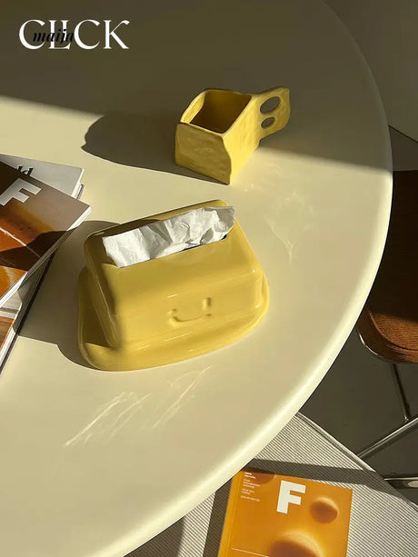 Melted Cheese Ceramic Tissue Box from maija