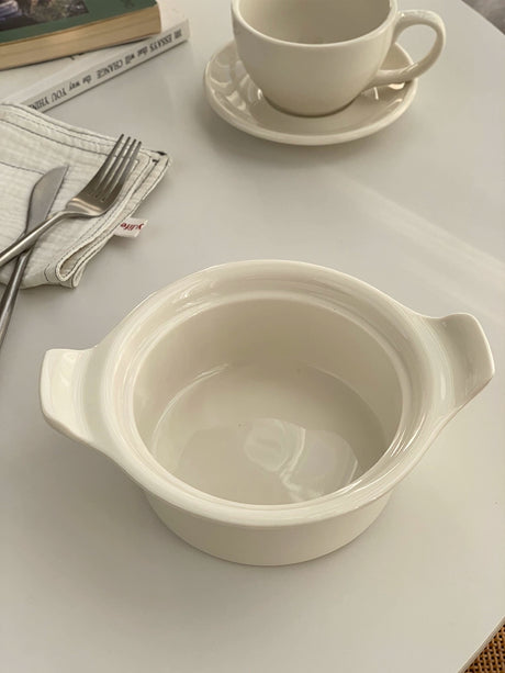 YASUKI Chenhao Minimalist INS Texture White Ceramic Bowl from YASUKI