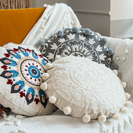 YOULI Amara Handmade Ethnic Round Pillow from YOULI