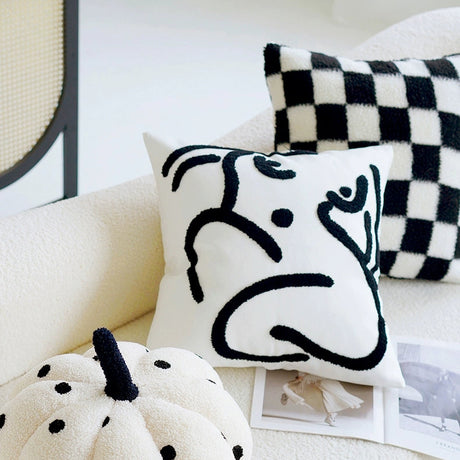 YOULI Benjamin Elegant Minimalist Black and White Sofa Pillow from YOULI