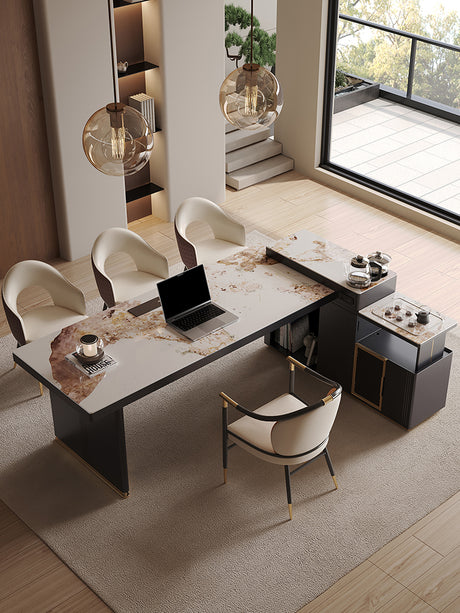 QUANMU Elowen Elegant Minimalist Rockboard Desk Table from QUANMU