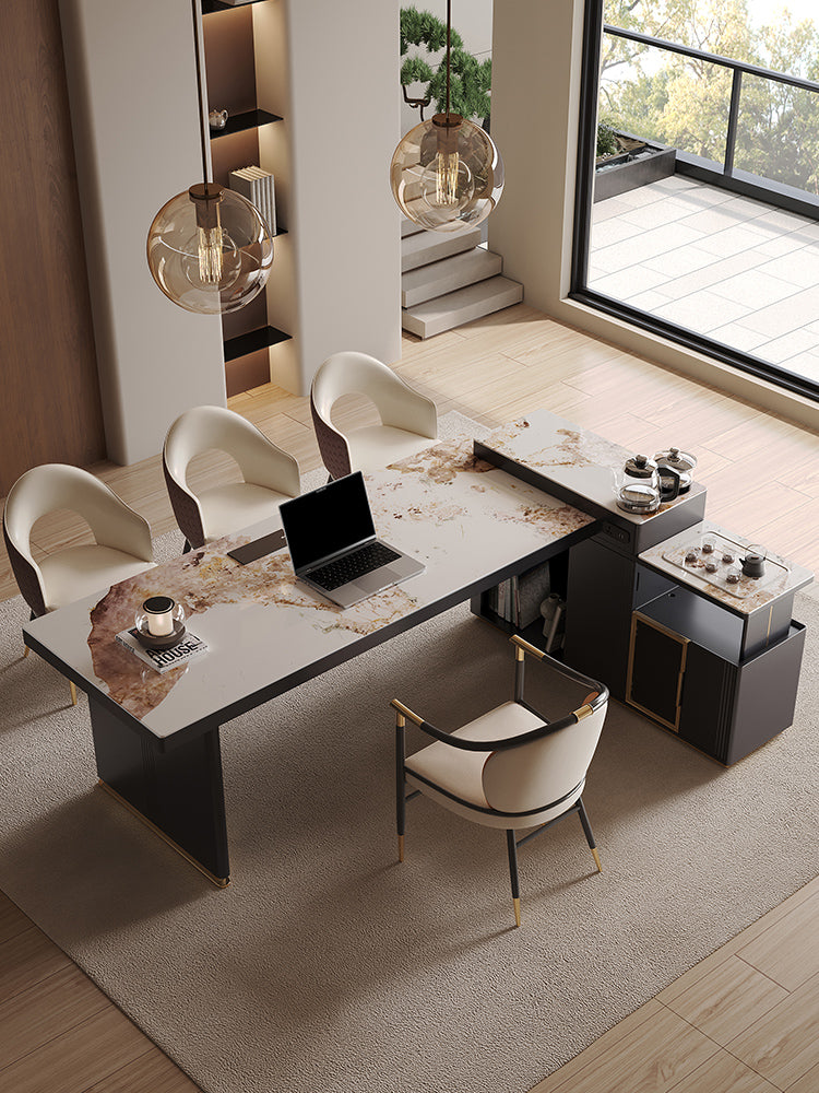 QUANMU Elowen Elegant Minimalist Rockboard Desk Table from QUANMU