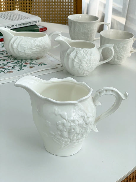 YASUKI Amelie Elegant Floral Relief Ceramic Coffee Set from YASUKI