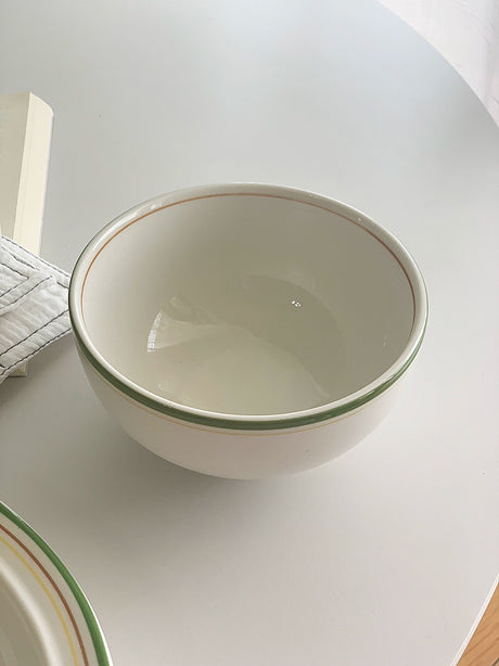 YASUKI Minja Retro Striped Ceramic Soup Bowl from YASUKI