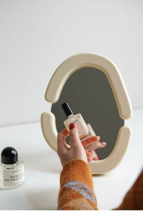 MOMO'S TALK Amelie Vintage Wooden Cream Mirror Table Jewelry Decoration Handmade from MOMO'S TALK