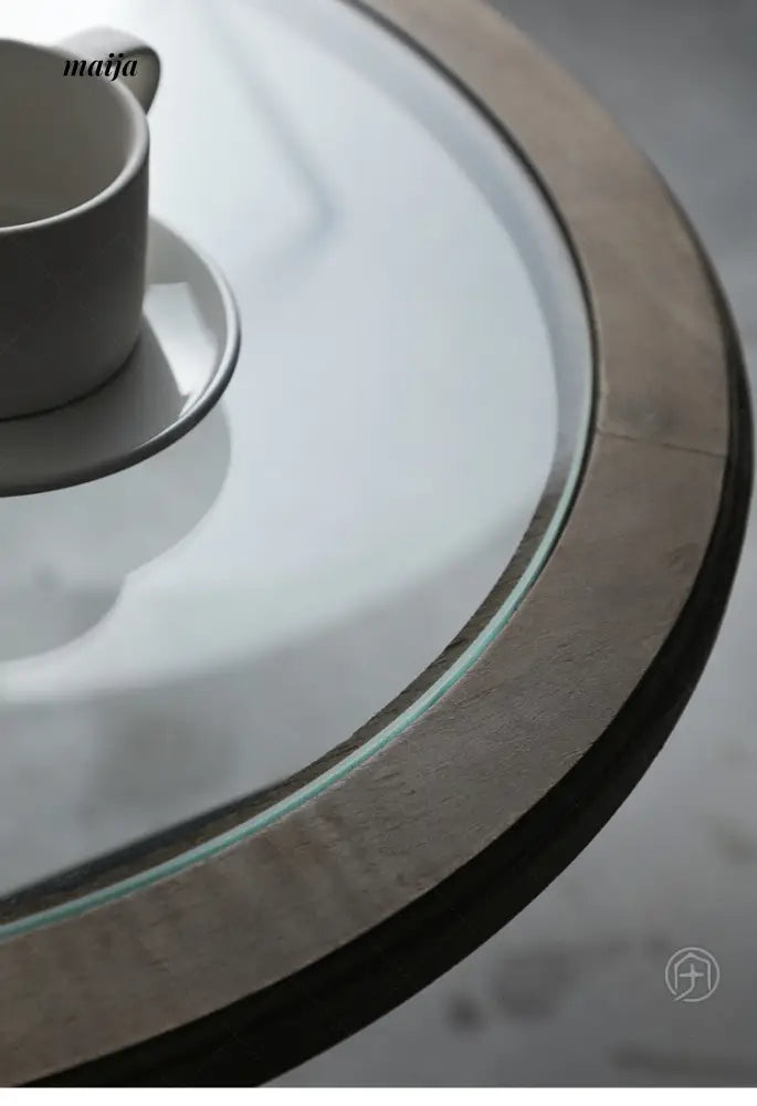 Industrial Glass Round Side Table from Houzhai Home