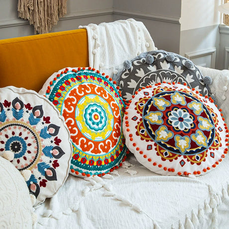 YOULI Amara Handmade Ethnic Round Pillow from YOULI