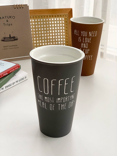 YASUKI Akira Elegant Matte Ceramic Coffee Grip Cup from YASUKI