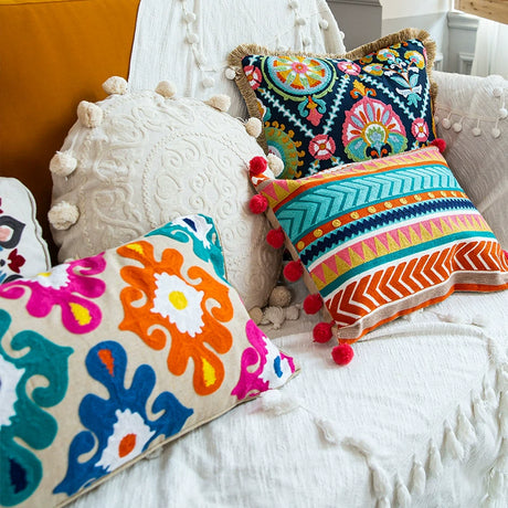 YOULI Arjun Embroidered Boho Ethnic Sofa Pillow from YOULI