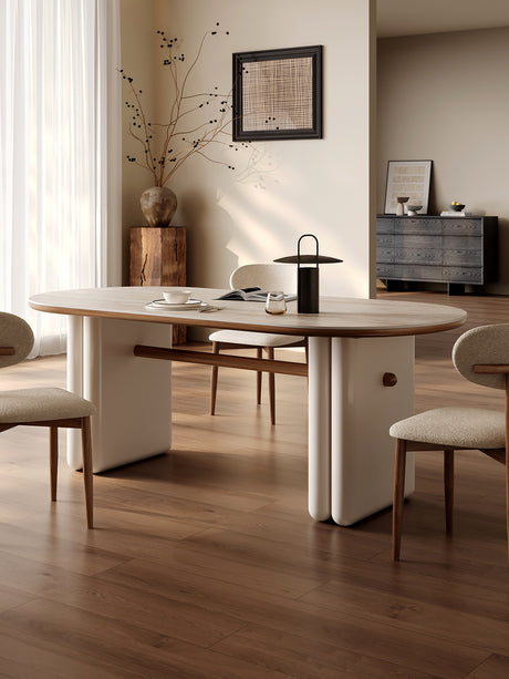QUANMU Selah Elegant Cream Oval Dining Table from QUANMU